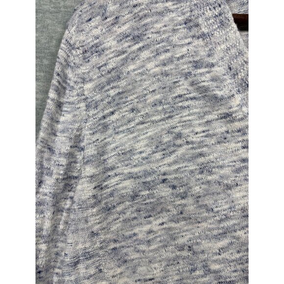 J Jill Womens Cardigan Sweater M Light Blue Heather Knit Mid Length Linen Blend - Picture 3 of 5